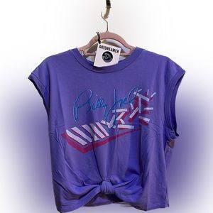 Daydreamer Billy Joel Broken Keys Tie Front Top - Size M